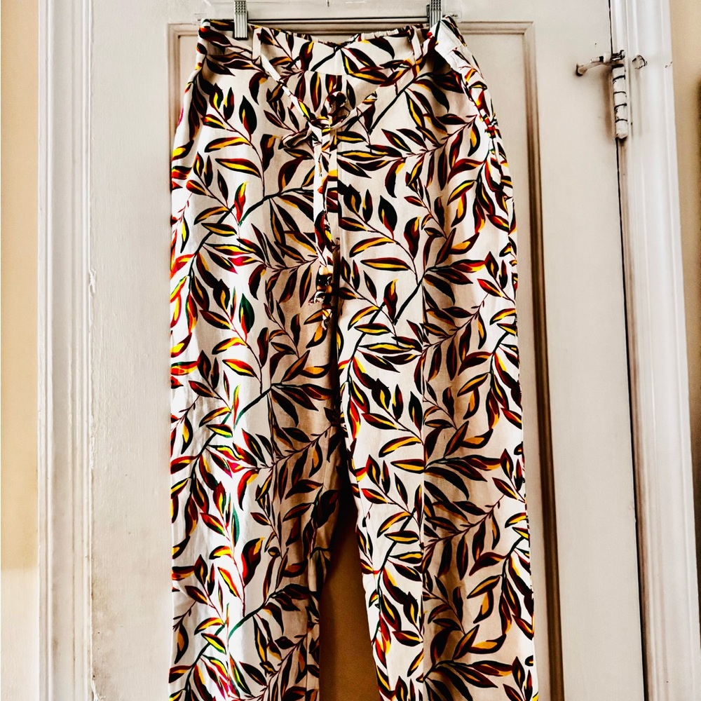 Calligraphie Leaf Print wiWooden Beads Pants - Picture 4 of 12